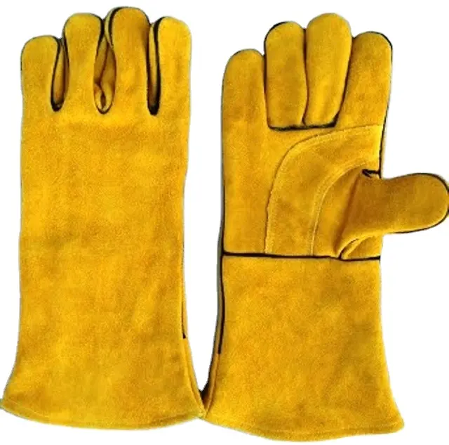 Guantes de soldadura de cuero para cortador de Plasma Mig Tig Stick, soldador, horno, soporte de olla, barbacoa, guante de manejo Animal