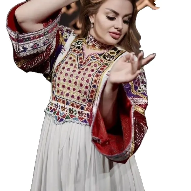 Nouvelle robe Kuchi Vintage ethnique tribal, Afghan/Pakistan Kuchi fête traditionnelle robe multicolore nouveautés tenue de fête 2012