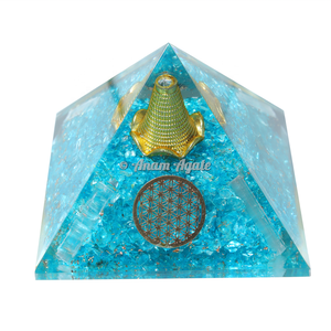 EMF koruma ve enerji geliştirme için Peridot Orgonite piramit Feng Shui tarzı akik oyma - Product Image 2
