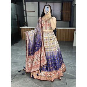 ATTRACTIVE DOLA SILK PRINTED GOTA PATTI WORK LEHENGA <strong>CHOLI</strong> WITH DUPATTA PURPLE