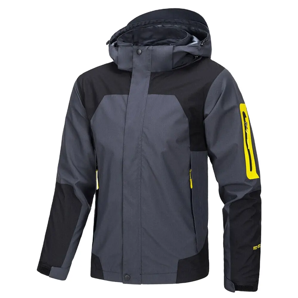 Venta caliente de talla grande impermeable negro teñido cortavientos chaqueta de lluvia para hombre chaqueta al aire libre tamaños personalizados hombres chaqueta de lluvia