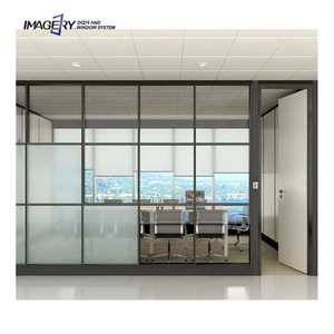 Imagery Modern Fixed Soundproof Wall <strong>Division</strong> Tempered Glass Modualr Aluminum Frame Office Partition - Product Image 2
