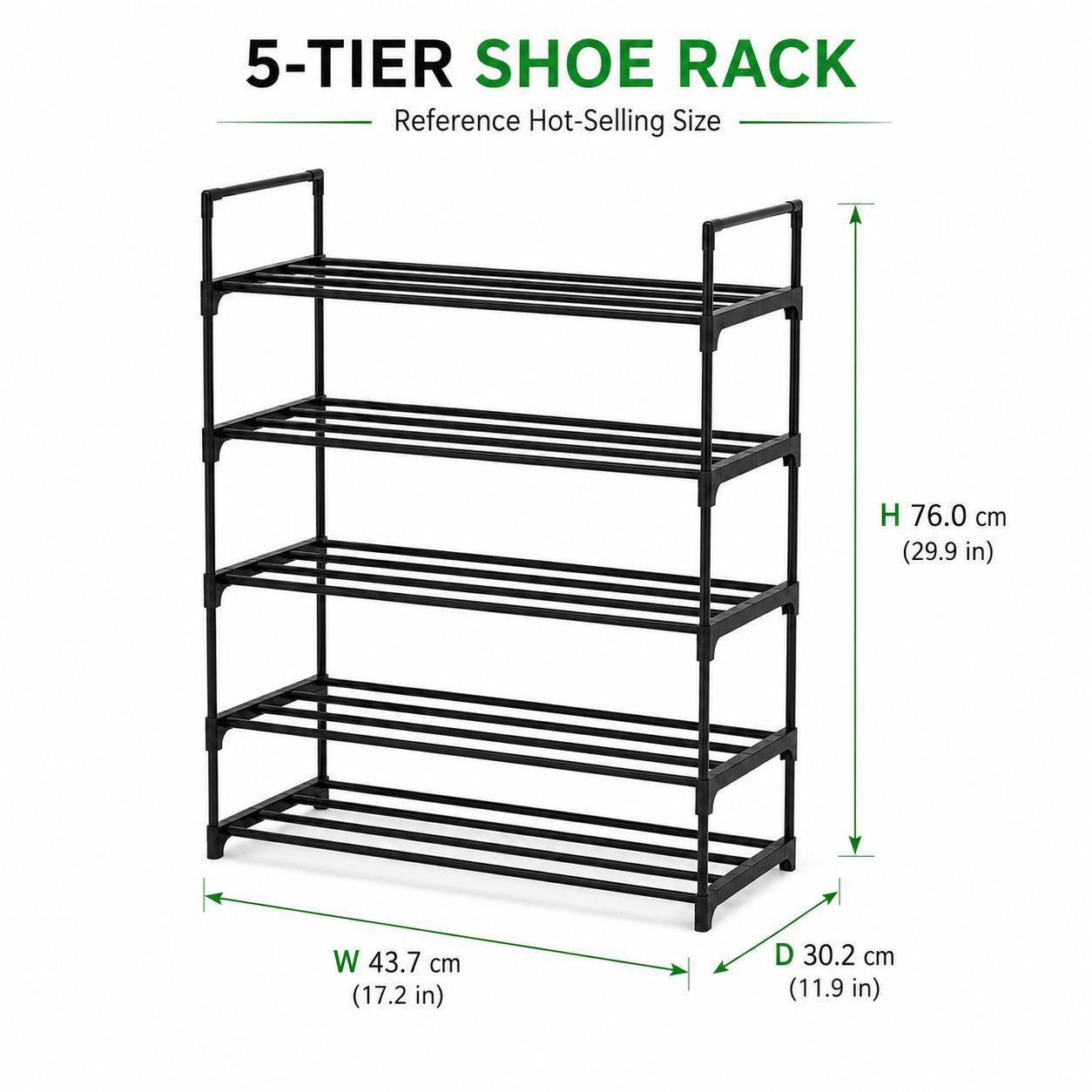 Étagère à chaussures noire à 5 niveaux