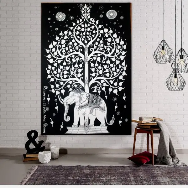 Melhor Qualidade Algodão Praia Indiano Mandala Elefante Tapeçaria Wall Hanging Woven Home Decor Sala Wall Decor Handmade Carpet
