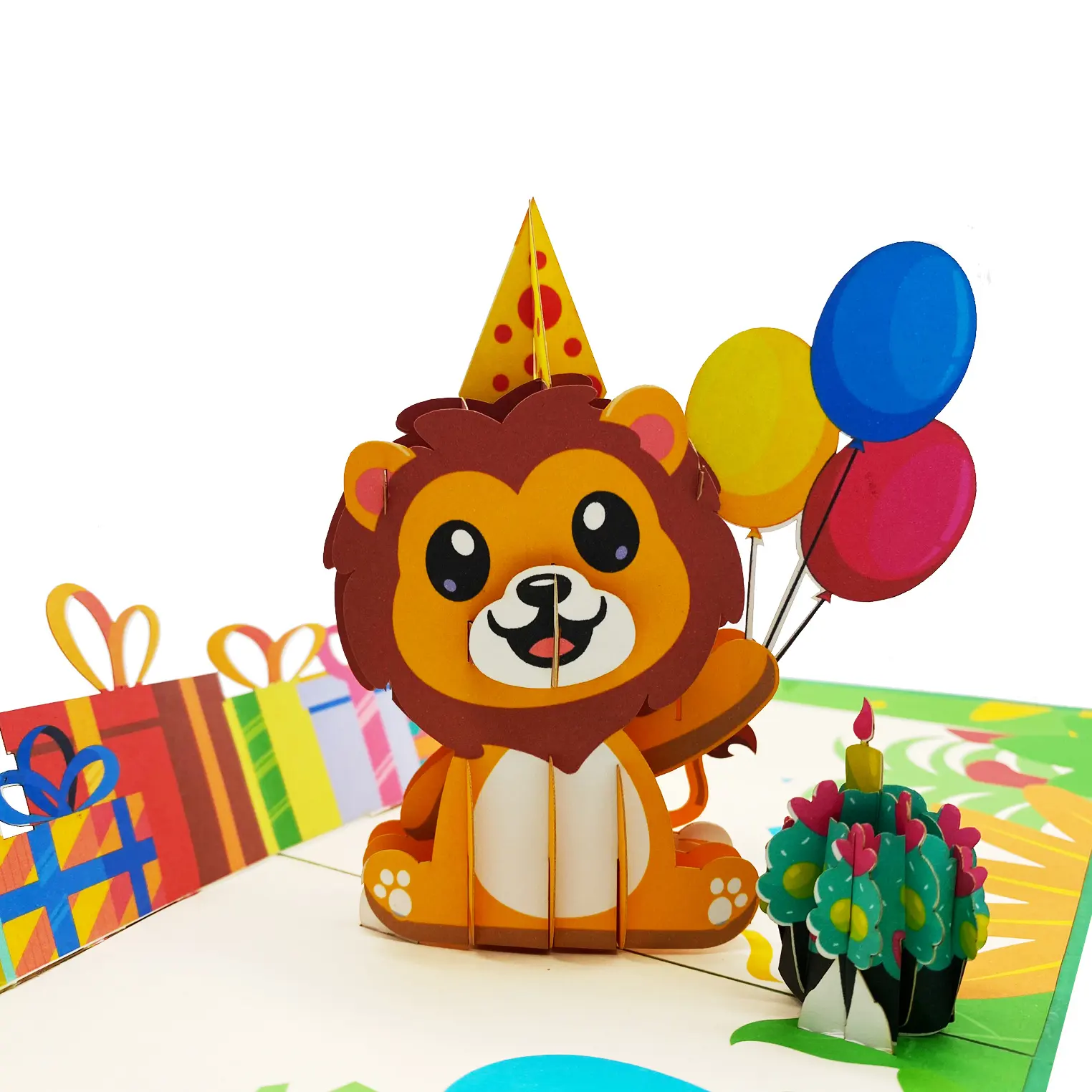 Birthday Lion 3D Pop Up Card Tarjetas de felicitación hechas a mano para exportar a granel