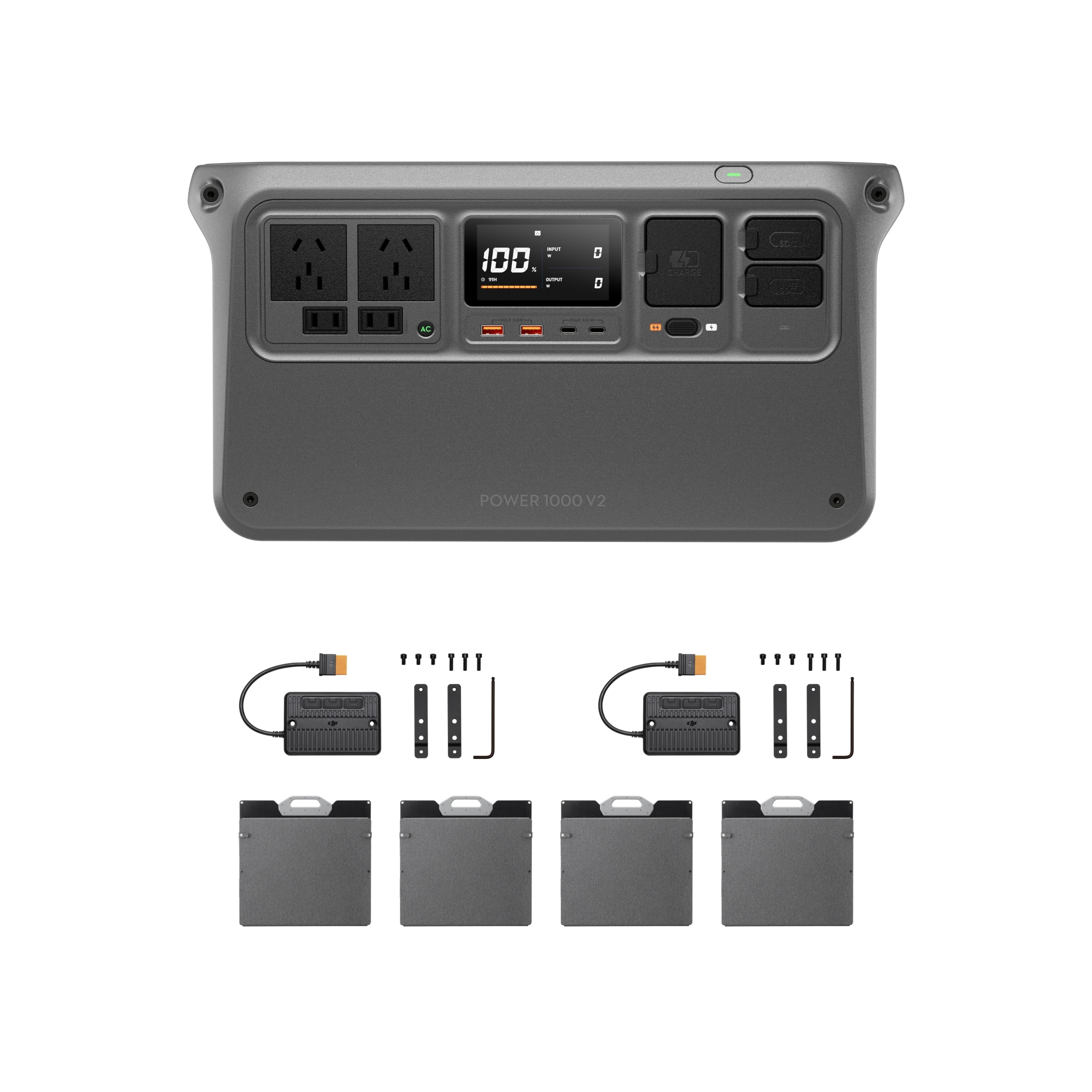 DJ Power 1000 V2 avec panneau solaire pliable 800W Combo