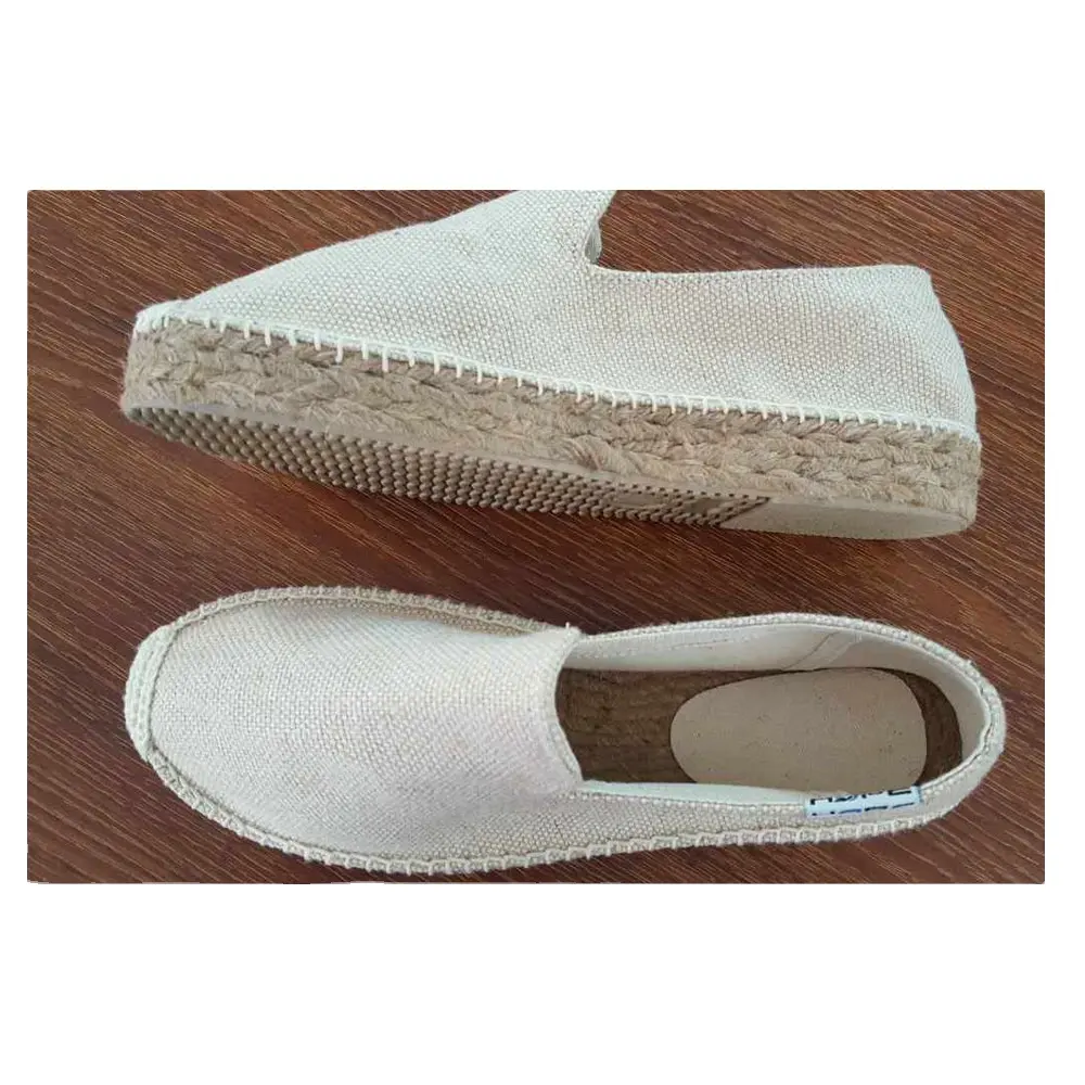 2023 espadrillas moda scarpe bianche naturali all'ingrosso suola piatta in Eva con espadrillas superiori in tela scarpe dal design personalizzato
