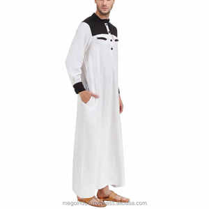 2025 New Designs Men's <strong>Juba</strong> Eid Islamic Clothing Plain Long Sleeve Saudi Arabian Muslim Robe Thobe Handmade Cotton Plus Size