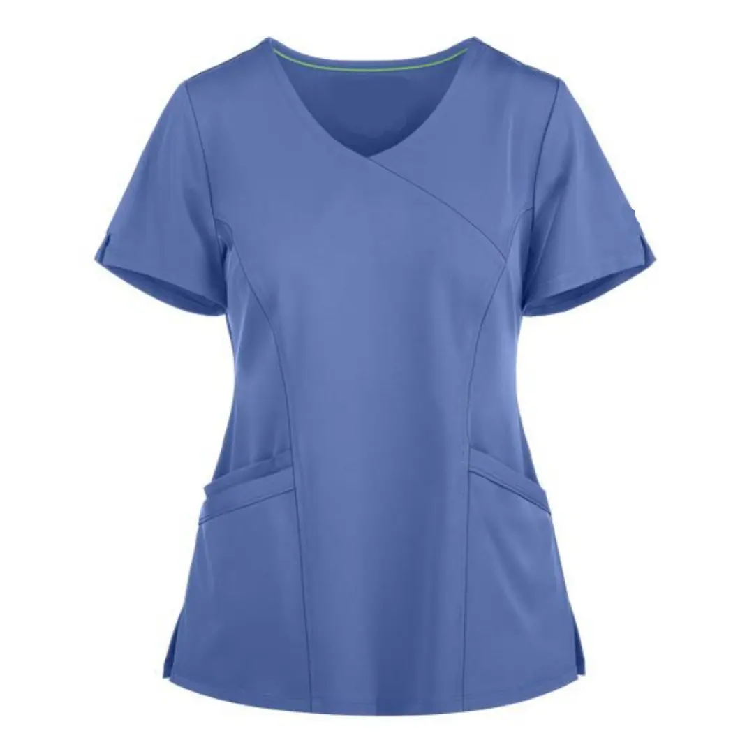 Camisa superior de la MEJOR CALIDAD Uniforme médico Scrubs ropa de hospital diseño personalizado para mujeres Fabricante Saomai FMF-Muestra gratis