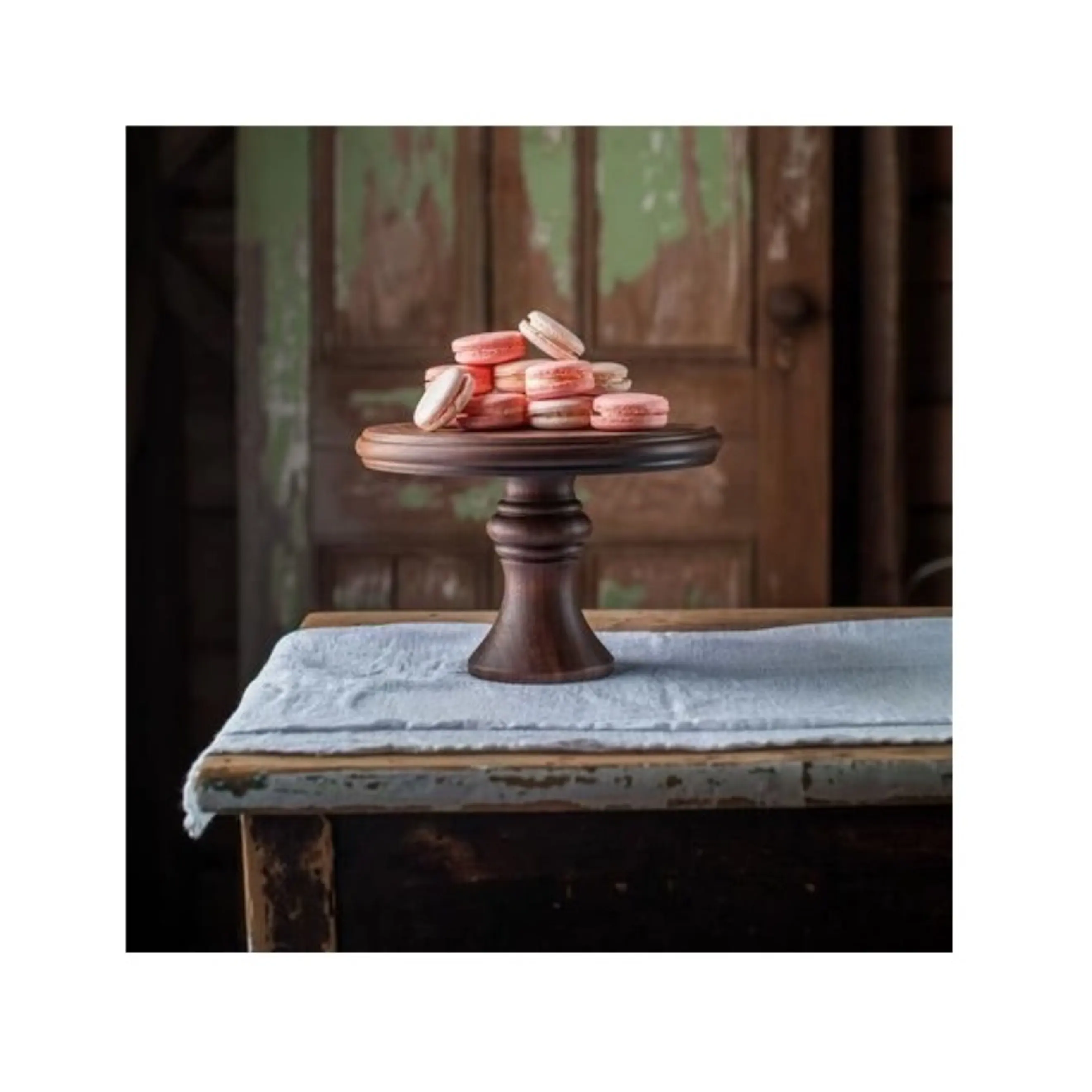 Assiette à gâteau en bois de grande hauteur, plateau en bois massif pour Photos de fête de mariage européenne, support à gâteau à Dessert