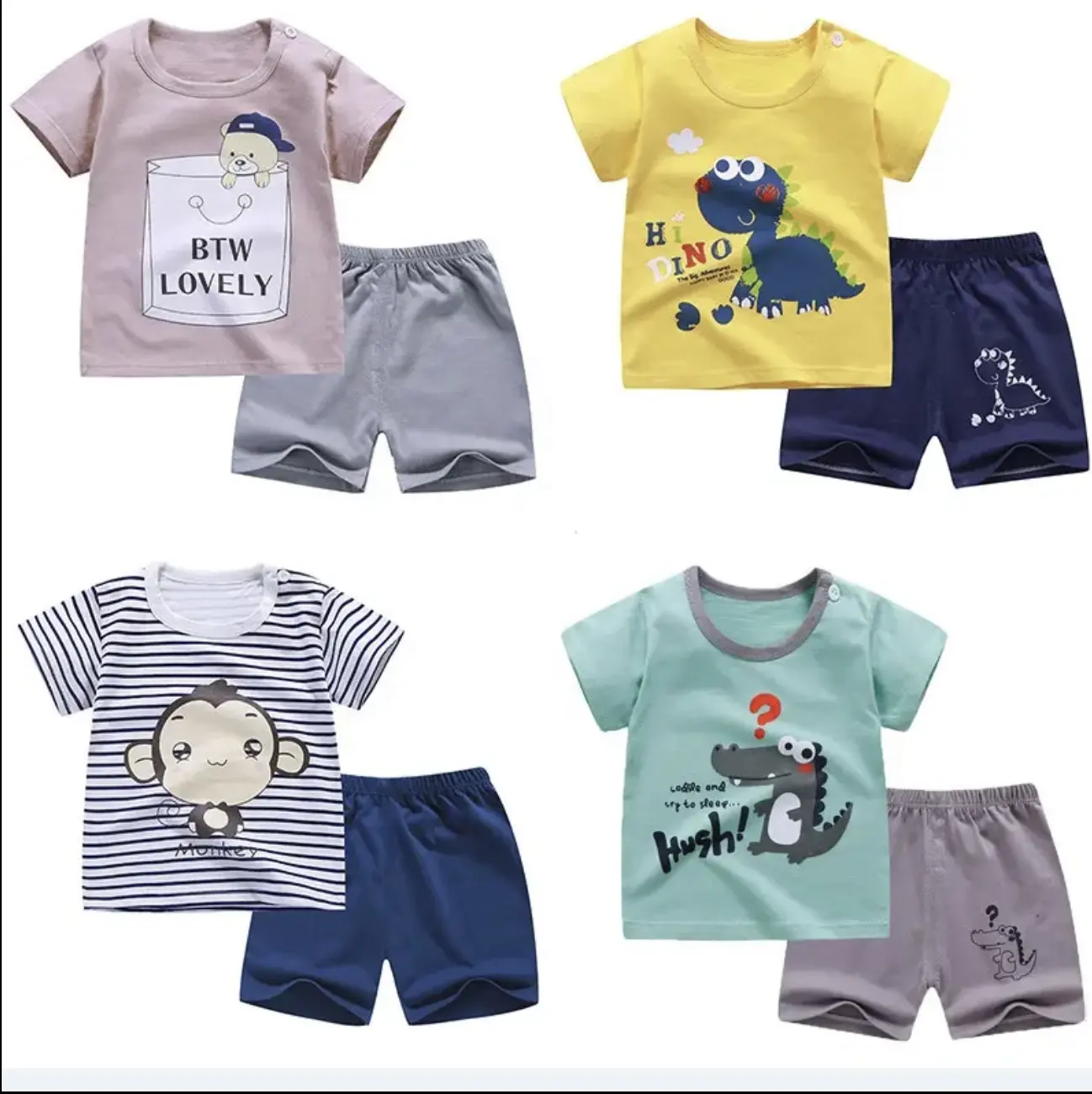 Verão Estilo Europeu Algodão Crianças Impressão Baby Boy Clothes Sets Conjuntos de roupas infantis Roupas de desgaste infantil para crianças