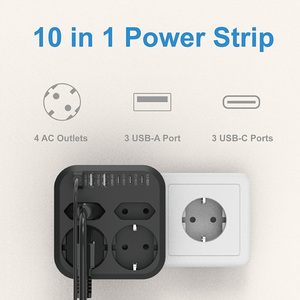 Venta directa de fábrica Enchufe multifunción europeo con enchufe convertidor USB Repetidor de enchufe europeo - Product Image 3