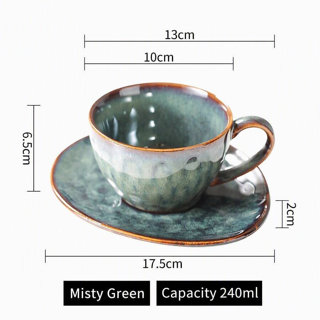 Tasse 240 ml avec soucoupe vert brumeux