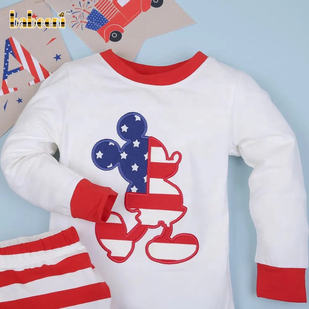 4th of July applique boy loungewear ODM OEM wholesale children clothing set high quality - BB1356