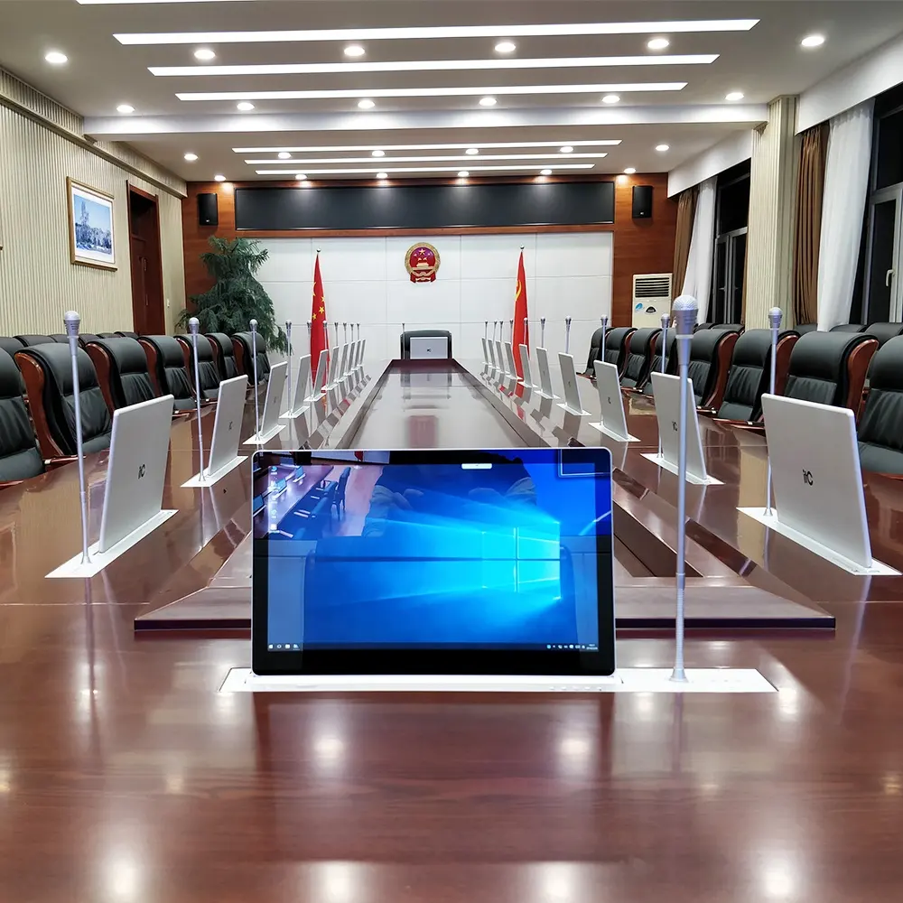 ITC HD Touch Screen Monitor Pop-up Lift sistema di conferenza senza carta Flip up Monitor Lcd Lift per conferenze