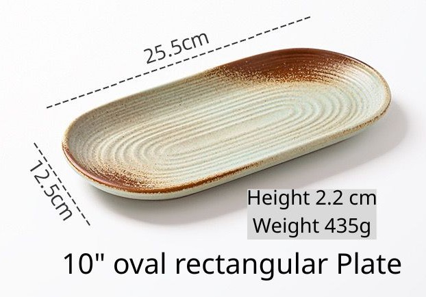 Assiette ovale rectangulaire de 10 pouces