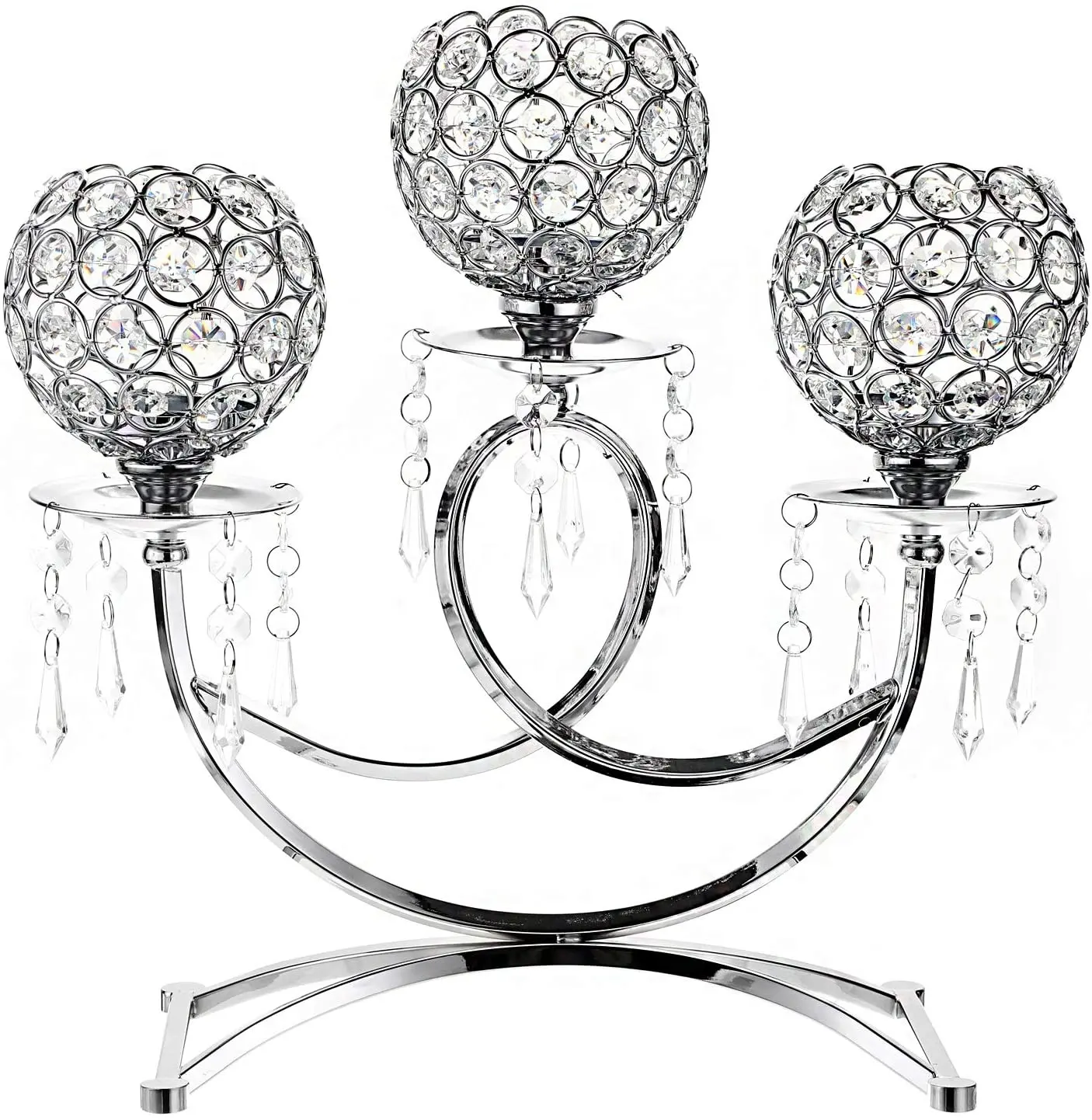 Suporte de vela de metal decorativo, 3 pacotes de velas de metal em cristal para casa