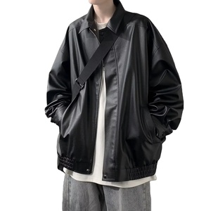 2024皮夹克低价高品质黑色泡沫夹克冬季男士皮夹克批发价便宜 - Product Image 1