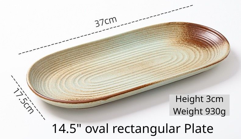 Assiette ovale rectangulaire de 14,5 pouces