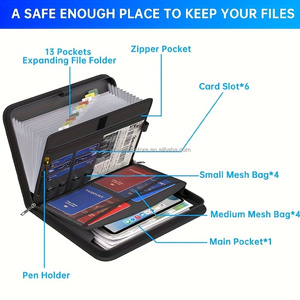 13 Pocket Document Transparent Erweitern des Datei ordners Feuerfester Akkordeon-Datei organisator mit Griff - Product Image 3