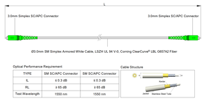 1000 metros 4,8mm 1-Fiber Ruggedized Drop Singlemode Simplex SC/APC a SC/APC Outdoor UV-Proof Fiber Patch Cord Jumper - Product Image 6