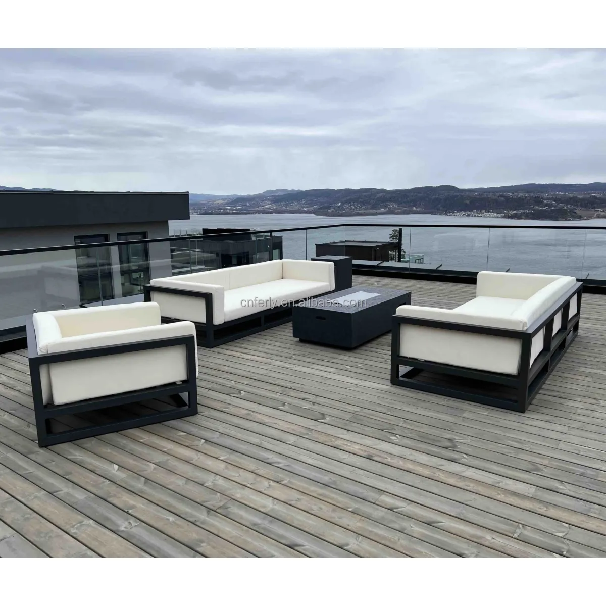 Moderne Outdoor-Aluminium möbel Patio aus dauerhaften Metall Garten Lounge Chair Sofa Set