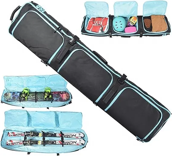 Equipaje personalizado totalmente acolchado de calidad superior, bolsa de esquí con ruedas, bolsa de viaje impermeable para patinaje sobre hielo, botas para la nieve, bolsa de esquí