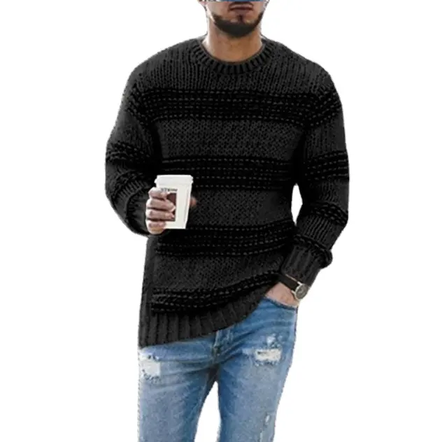 UG-suéter de punto de algodón para hombre, jersey de cuello redondo con logotipo personalizado OEM ODM, tejido Jacquard, de invierno