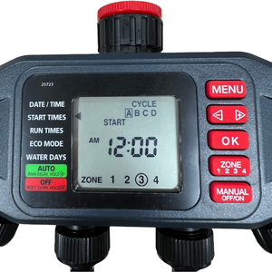 4-Zone Digital Water Timer with ECO <strong>Function</strong> Rain Delay Manual Auto <strong>Irrigation</strong> Programmable 4-Outlet Water Timer - Product Image 3