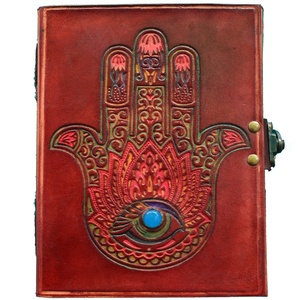Celtic Humsa el çok renkli taş göz el yapımı hakiki deri günlüğü veya el yapımı vintage kağıt ile not defteri eskiz defteri - Product Image 1