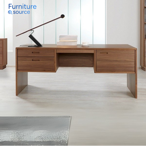 Escritorio ejecutivo de madera oscura, armario lateral simple con mesa de oficina, escritorio de trabajo moderno directo de fábrica - Product Image 3