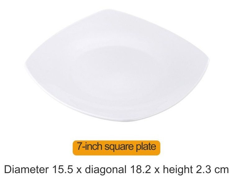 7-inch square plate with round bottom