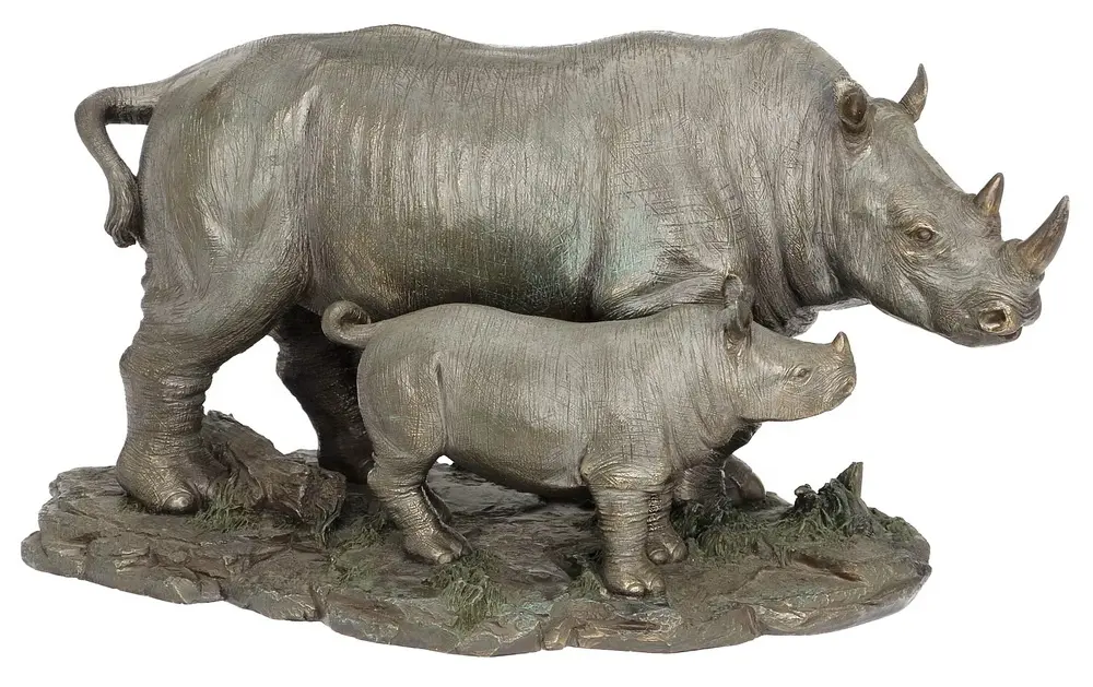 VERONESE 디자인-rhino와 아기 코뿔소 (청동)-유효한 찬 던지기 청동 OEM