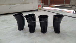 Saniya Handicrafts Customized Logo Printed Polished Black Glass Drinking <strong>Horn</strong> <strong>Cup</strong> Inspired by the Buffalo Viking Animal Style - Product Image 5