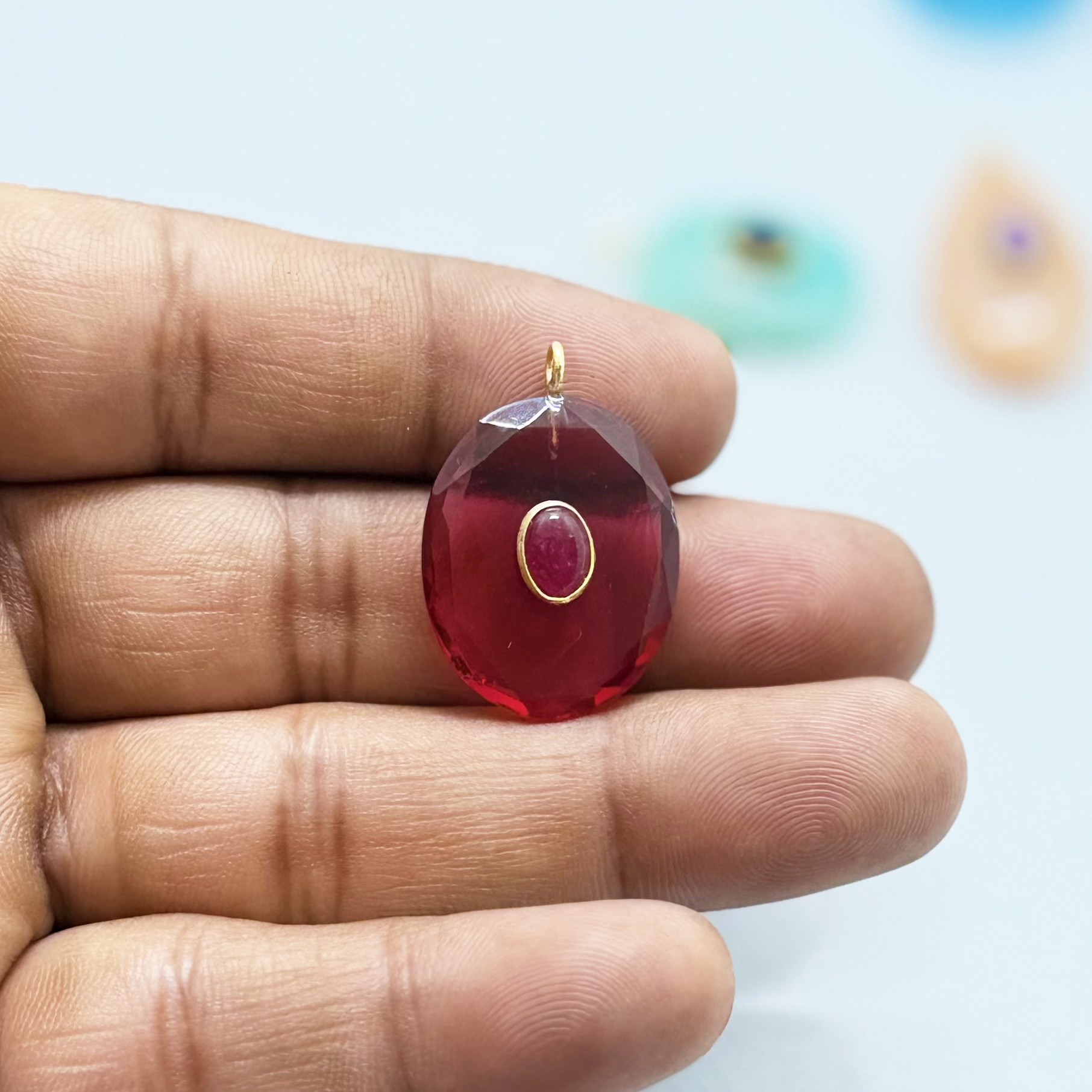 Pink Quartz with Ruby