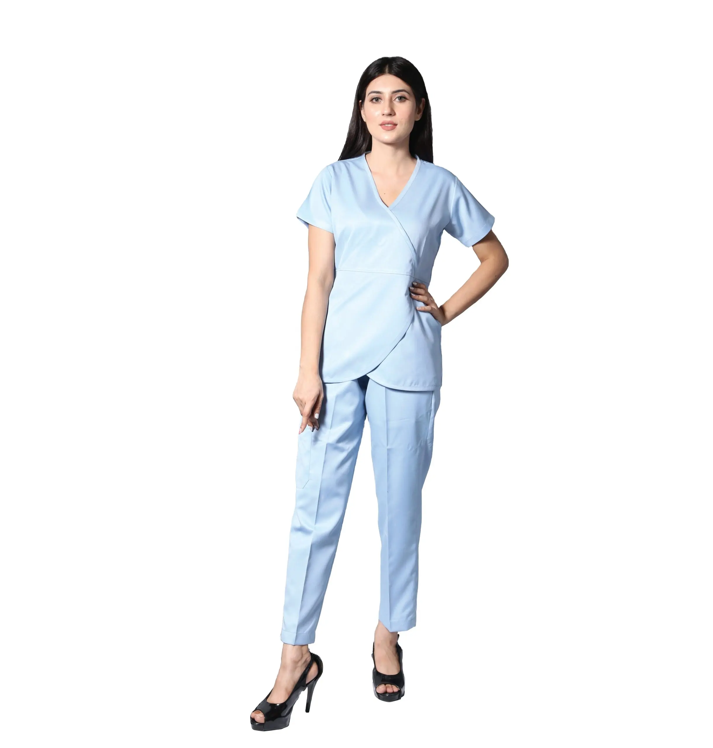 Veste uniforme d'hôpital anti-rides sur mesure uniformes d'allaitement extensibles vestes de gommage médical ensembles d'infirmière