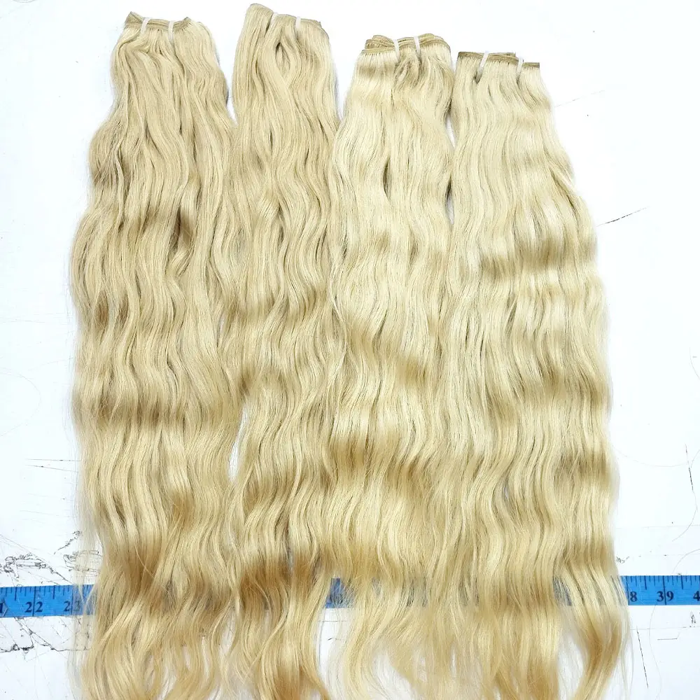 Raw Hair Ash Blonde Natural Wavy and Straight Natural 613 Hair Weft Bundles with matching closure free shipping