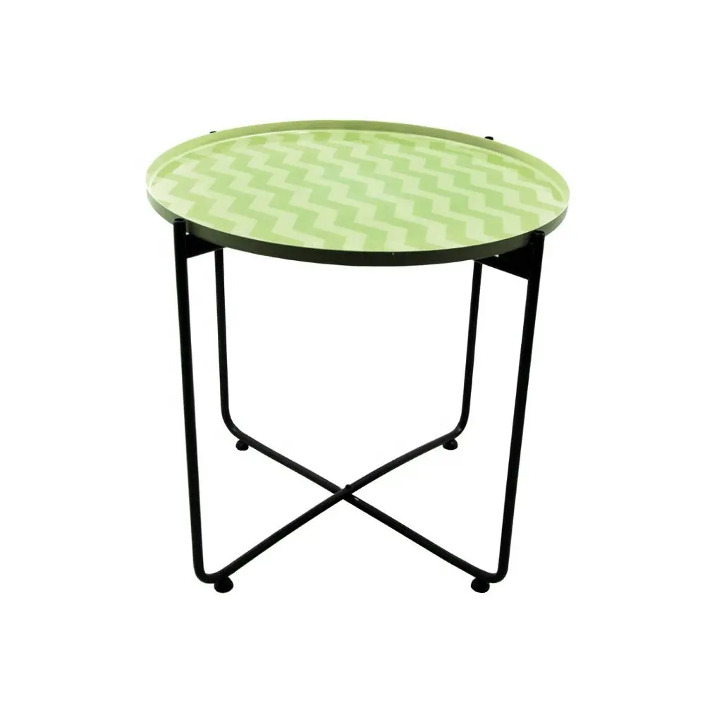 Садовая декоративная мебель металлический светло-зеленый красочный круглый садовый столик журнальный столик для гостиной
