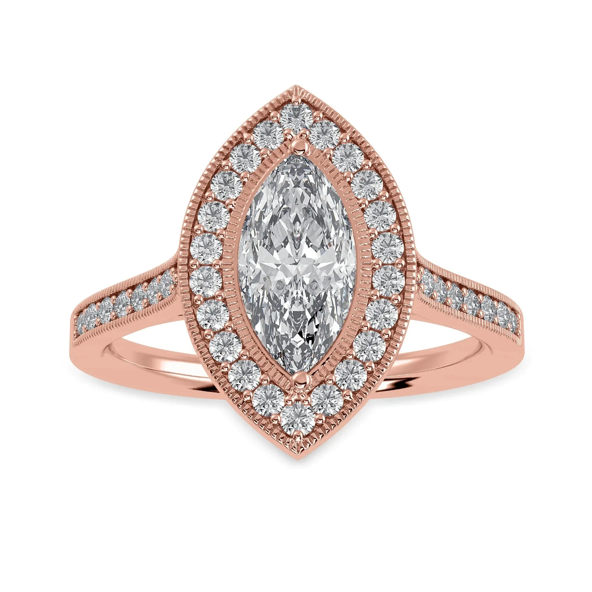 High Quality Marquise Ring's Custom 14k 18k Rose Gold Moissanite Lab Grown 4Ct Marquise Diamond Ring Jewelry Ring