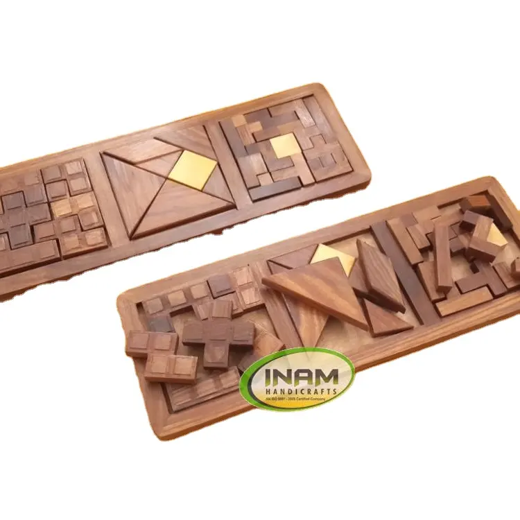3-em-Um Conjunto de Jogos de Puzzle De Madeira-3D Quebra-cabeças para Adolescentes e Adultos-Inclui Bloqueio De Madeira blocos, diagonal Da Rebarba, e Cobra
