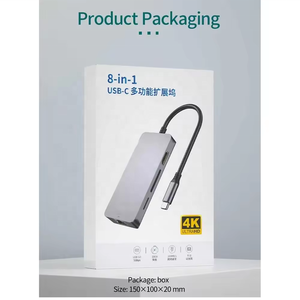 4K HDTV USB พอร์ตแบบพกพา8 in 1ฮับ USB-C เชื่อมต่อหลายสถานีเครือข่าย Type C HUB 4K GIG abit Ethernet - Product Image 3