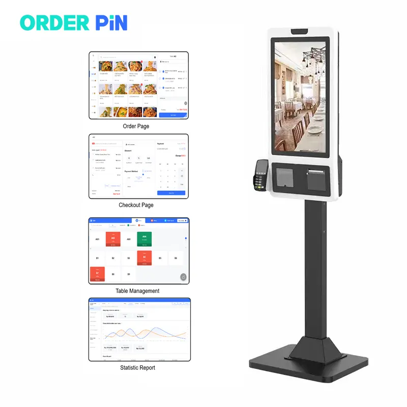 Kiosque de commande de paiement libre-service de systèmes de position d'écran tactile de 32 pouces pour le kiosque de restaurant de Mcdonald S KFC