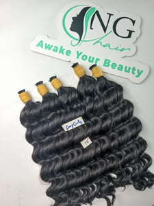 מחיר הסיטונאי המפעל 100% cuticle ticle שיער אנושי הרחבות עומק מתולתל כפול נמשך הטוב ביותר חבילות שיער