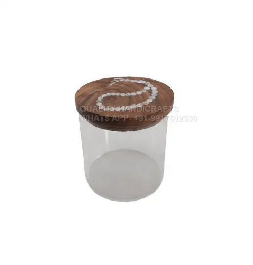 Stile arabo all'ingrosso in legno di Acacia Mop intarsio coperchio vaso acrilico arredamento indiano artigianato coperchio in osso di legno confezione regalo scatole di lusso