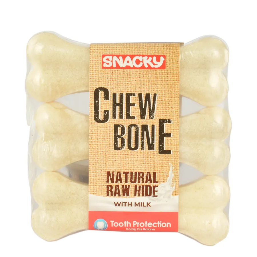 Snacky Dog !chew Bone Natural Raw nascondi WHITE pressato BONE 4 ''83G ** 10PCS **