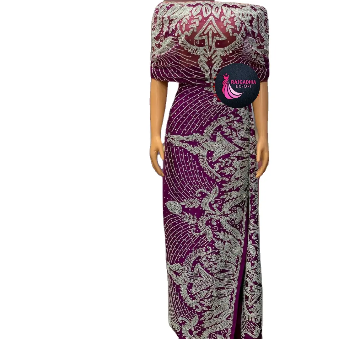 2022 индийское свадебное платье 5 ярдов вышивка блестки Африканский Джордж кружевная ткань для свадьбы