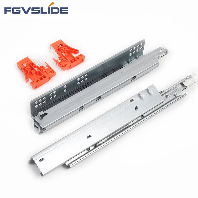 FGVSLIDE 3-Fold Full Extension Concealed slides with lock Drawer Rail soft close Undermount Slide For Cabinet
