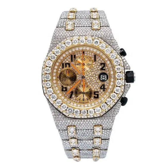 Luxe Diamant Horloges Kwaliteit Diamant Iced Out Vvvs Lab Gegroeide Moissanite Horloge Topmerk Mechanisch Voor Mannen Vrouwen Groothandel Winkel