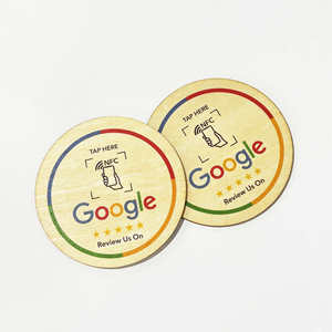 Código QR personalizado impreso programable Ntag213 215 216 RFID NFC placa Mini etiqueta sin contacto letrero de madera para redes sociales Google - Product Image 1