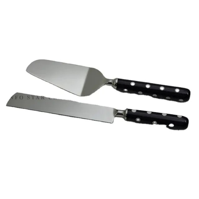 Mango de resina epoxi negra y cuchillas para pasteles de acero inoxidable Cuchillos para cortar queso para pizza para hornear herramientas de cocina